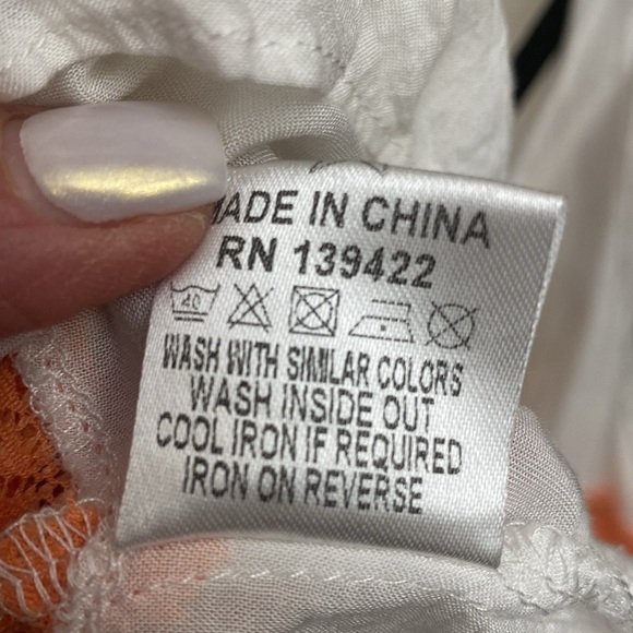 Tobi Lace Sun Dress Womens M Trapeze Boho Mini orange white sheer FairyGoth Y2K - Picture 7 of 7